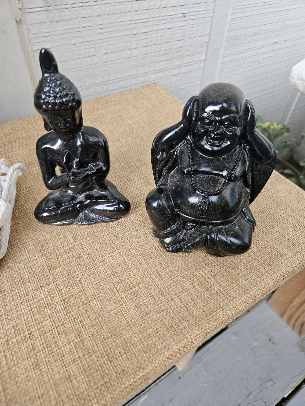 Black Ceramic Buddha Figurine Set - Decorative Home Accent